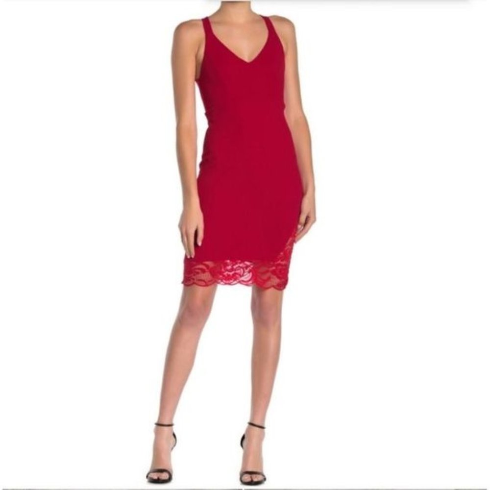 Velvet Torch Bright Red Sweetheart Lace Dr…